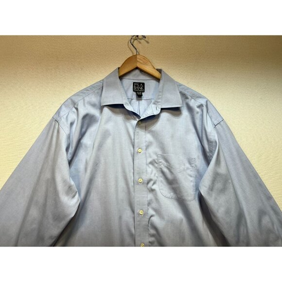 Jos. A Bank Mens Travelers Button Up Cotton Shirt Size 171/2-34 Blue Long Sleeve - Picture 4 of 13